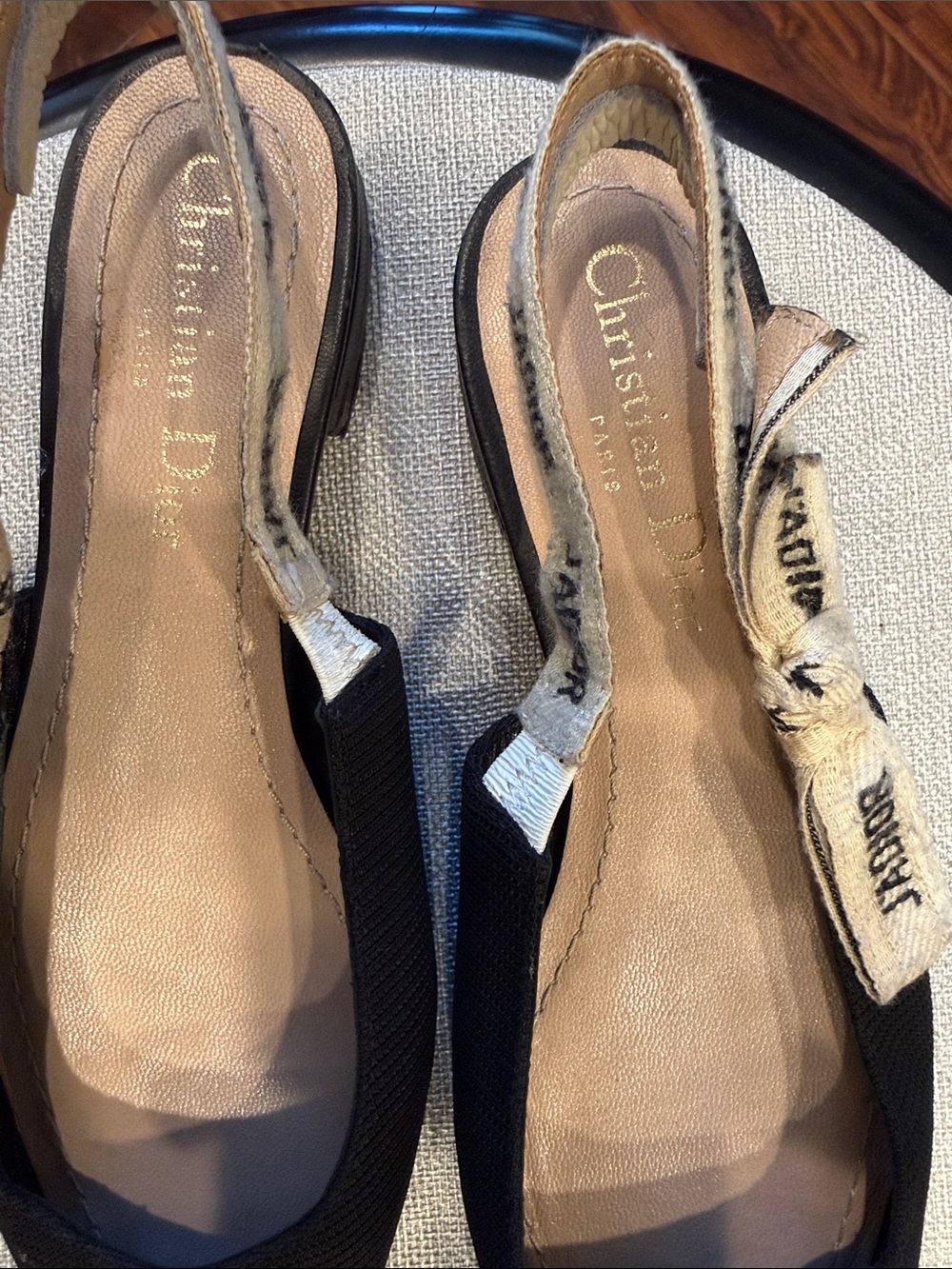 Dior Black Pointed Slingback Flats with White J'Adior Ribbon reposh size 36 - Picture 13 of 16
